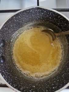 Honey lemon sauce in process