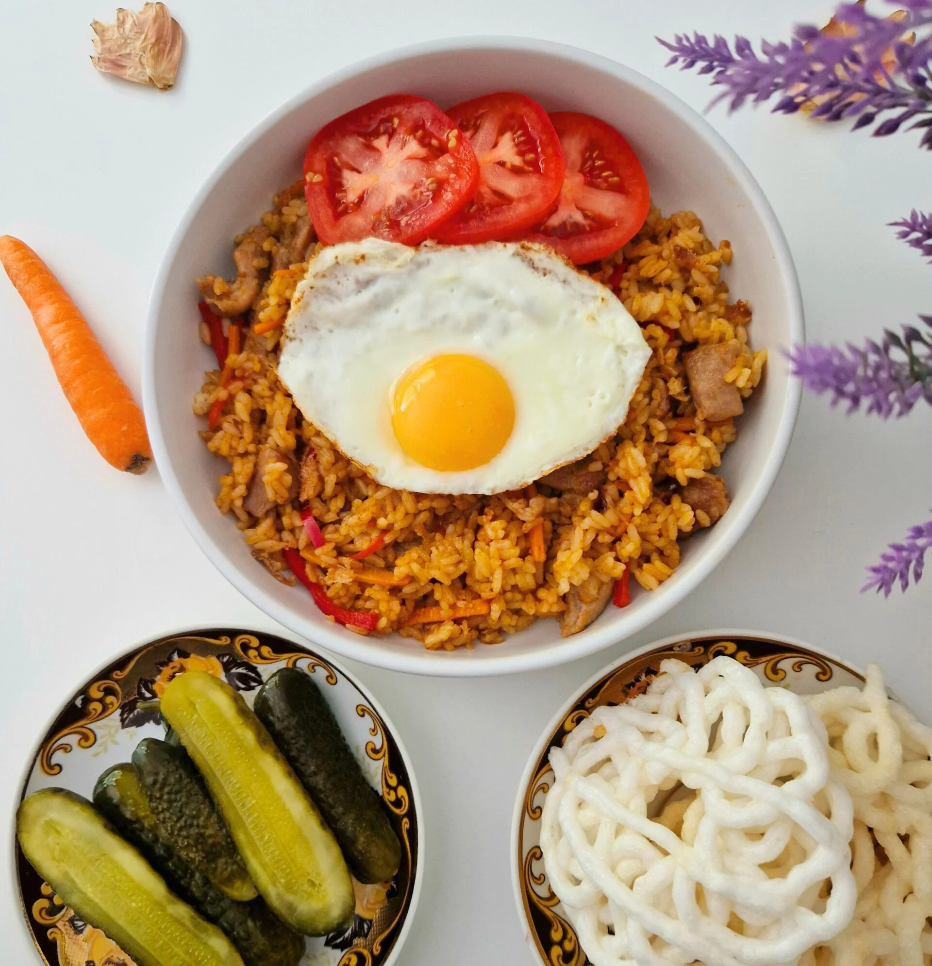 Pork nasi goreng is ready to serve