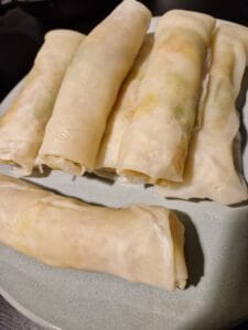 Rolling the chicken lumpia
