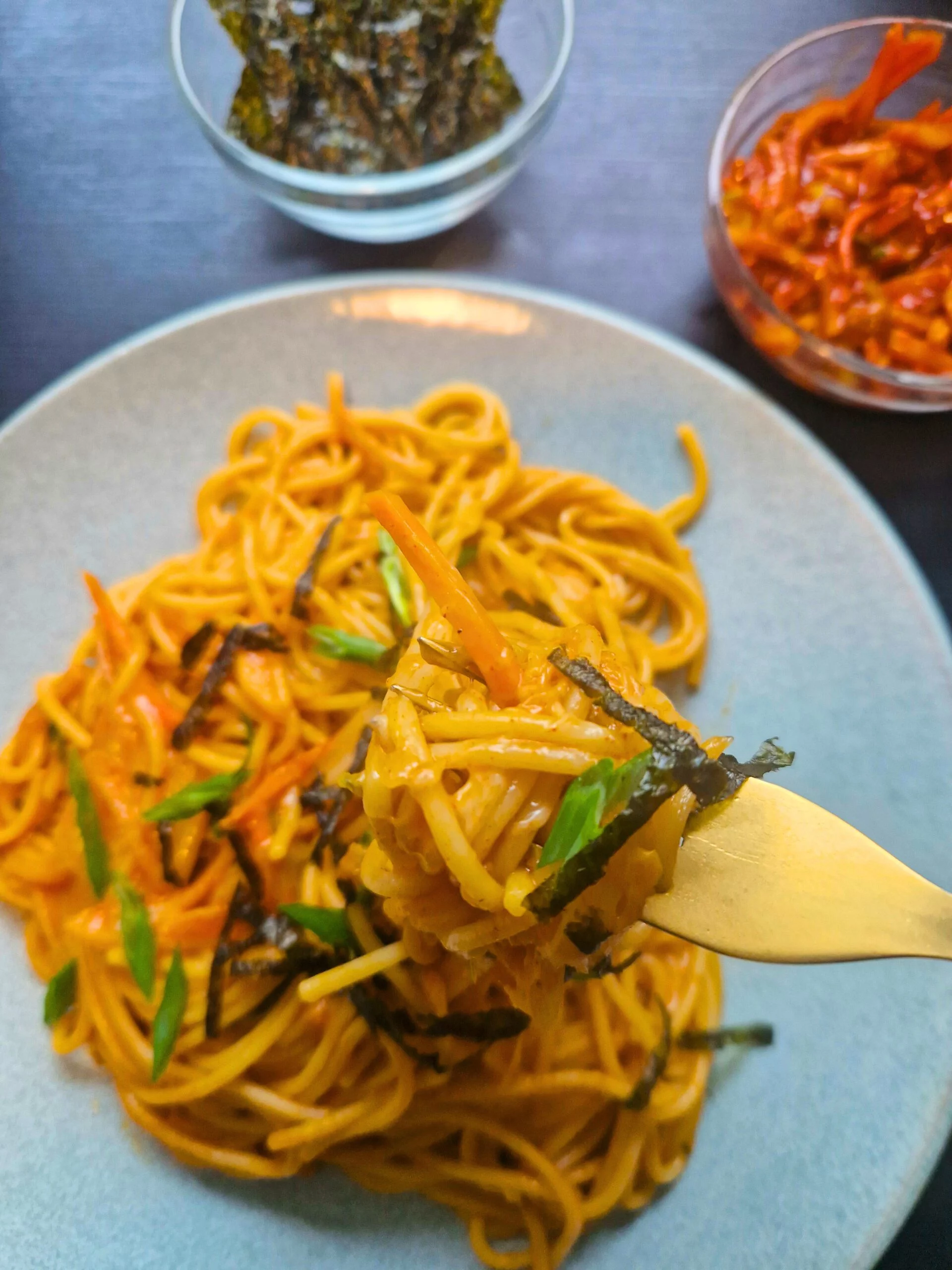Cheesy Kimchi Noodles