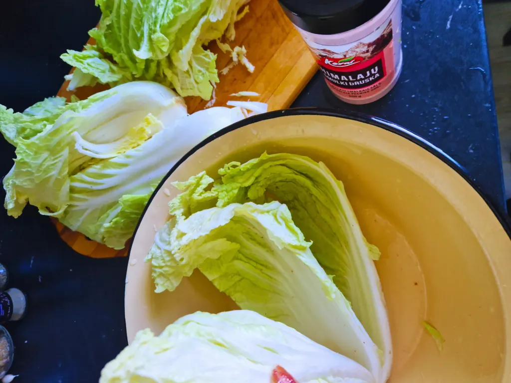Salting the Napa cabbage