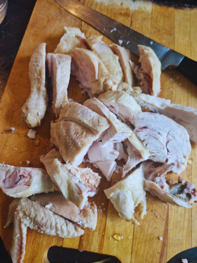 Chicken cut into small pieces