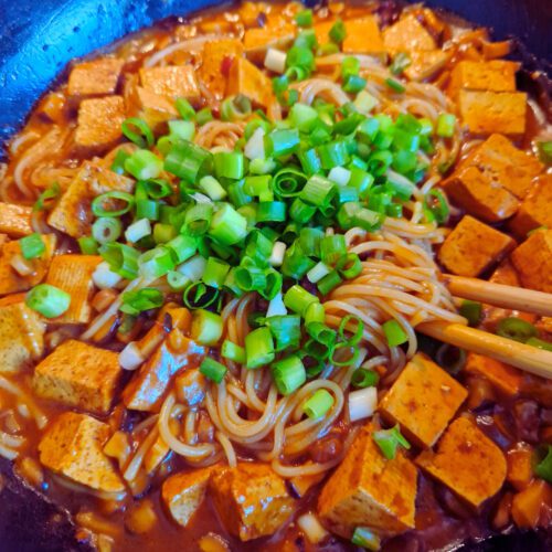 Mapo Tofu Noodles with Chili Oil