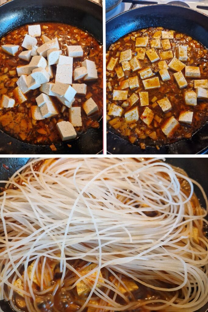 Adding tofu and vermicelli