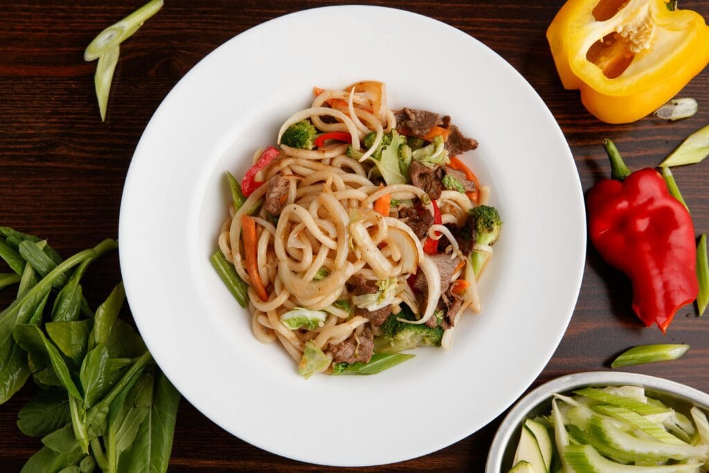 Black pepper beef Udon