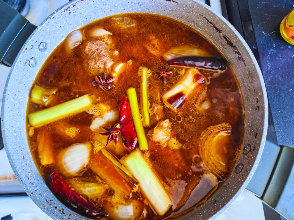 Broth simmered with spices