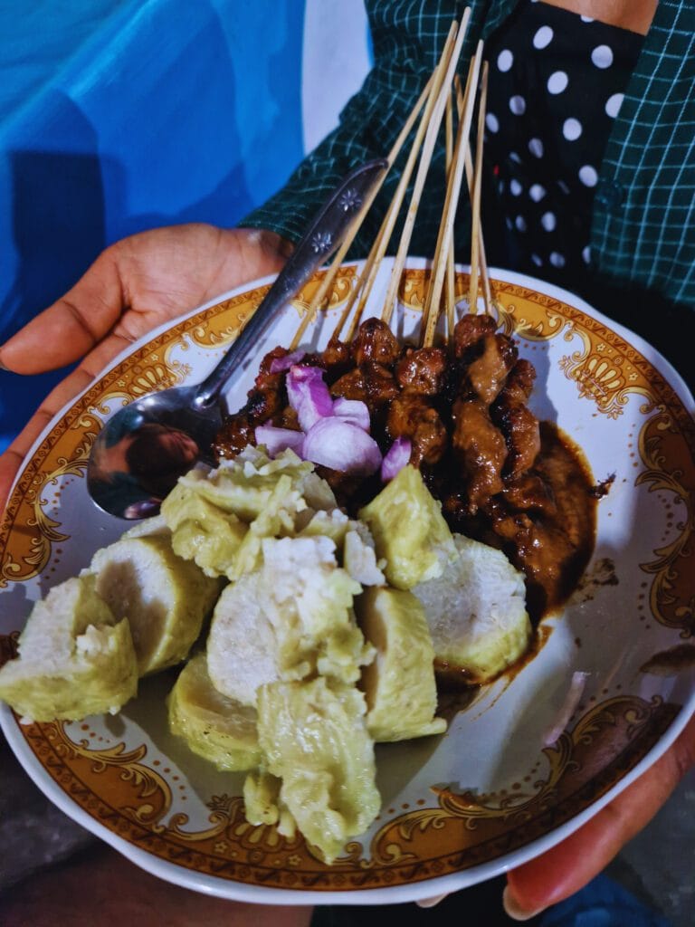 The ultimate pairing of chicken satay and rice cakes