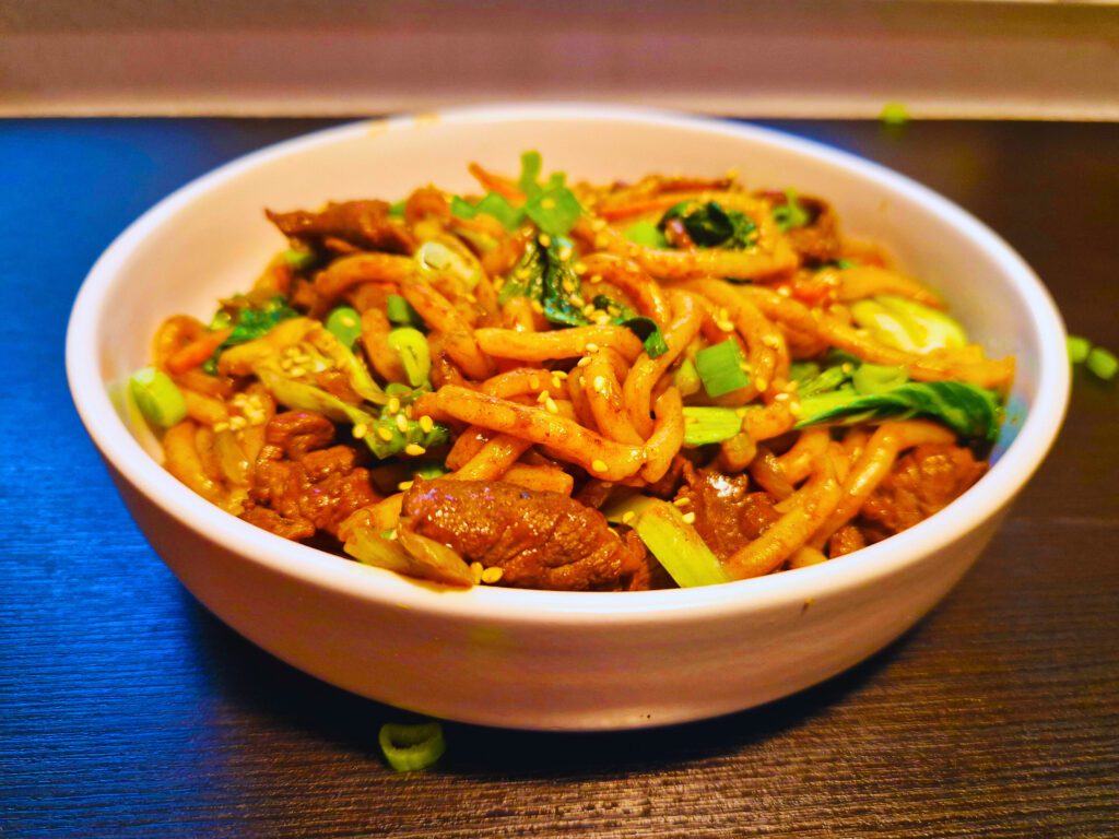 Quick stir fry, bold flavor, my favorite yaki udon with beef