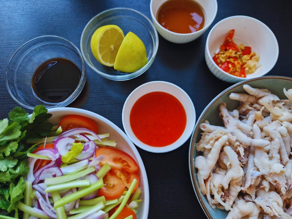 Ingredients you need for chicken feet salad
