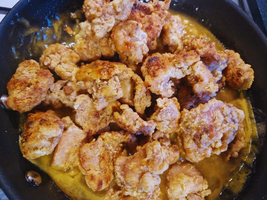 Chicken over the sauce