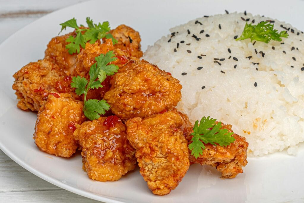 Orange chicken with rice